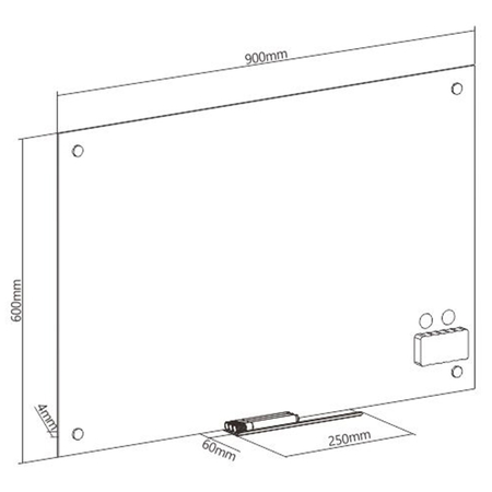 Szklana tablica magnetyczna na ścianę SPB204 60x90