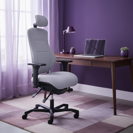 Zestaw ergonomiczny biurko Moris SPE O112WW fotel MENNKAR lampa D22 Pro