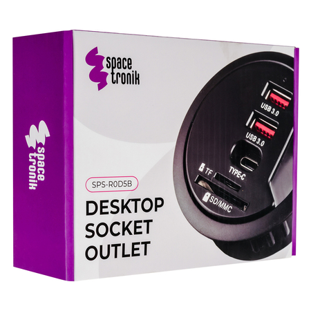 Spacetronik runde Tischsteckdose SPS-R0D5B