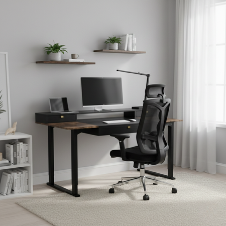 Mobile Electric Desk with Shelf Drawers