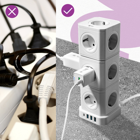 Zestaw Listwa zasilania 13AC 3USB 1USB-C SPS-CS01B