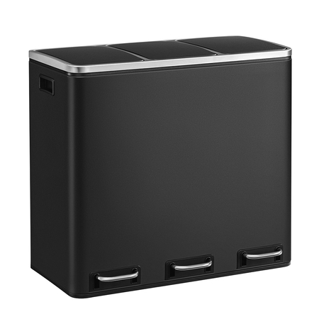 Kosz na śmieci metalowy trzykomorowy czarny