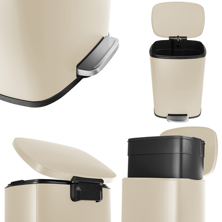 Kosz na śmieci metalowy pojedyncza komora kremowy