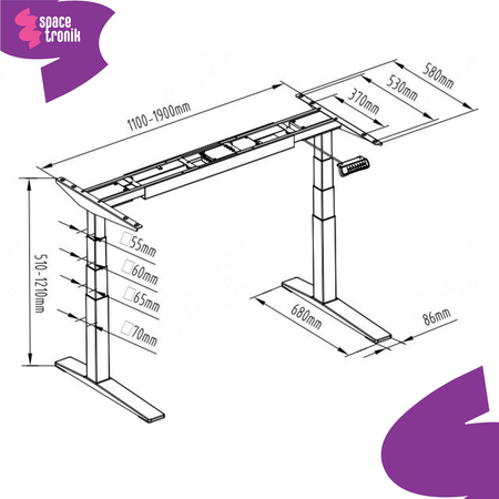 Elektryczny stelaż biurkowy 51-121 cm SPE-244B