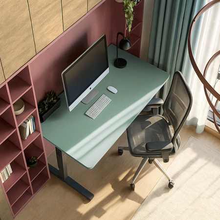 Biurko regulowane Vegard elektryczne dwusilnikowe MDF biało-zielone