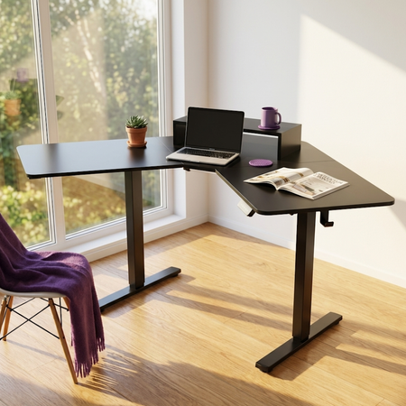 Biurko narożne regulowane SPEL112BB Spacetronik 120x60 cm czarne