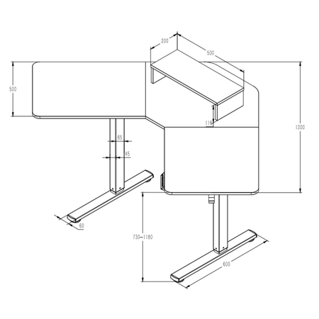 Biurko narożne regulowane SPEL112BR Spacetronik 120x60 cm ciemne drewno