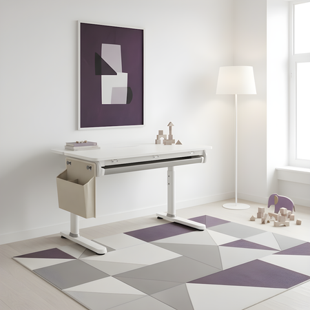 Zestaw Spacetronik: biurko regulowane 100×60  + krzesło dziecięce z podnóżkiem + nadstawka z pegboardem