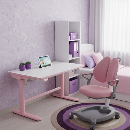 Zestaw biurko elektryczne z krzesłem dla dziewczynki – Spacetronik SPE-X112P
