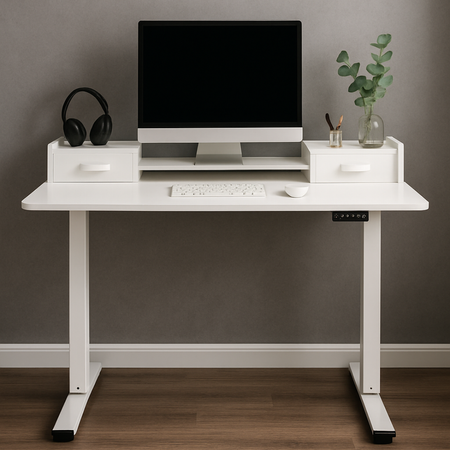 Biurko Elektrycznie Regulowane 120x60 z półkami z pamięcią białe