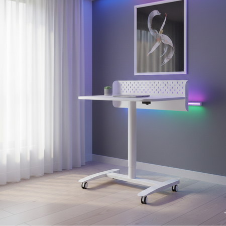 Białe stanowisko robocze regulowane gazowo 70x50 SPR BUDDY 22 MWW