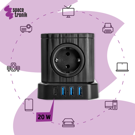 Steckdosenleiste 5xAC 3xUSB 1xUSB-C SPS-C02B