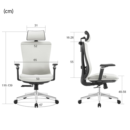 Regulowany Fotel biurowy obrotowy 5D MAURO Biały
