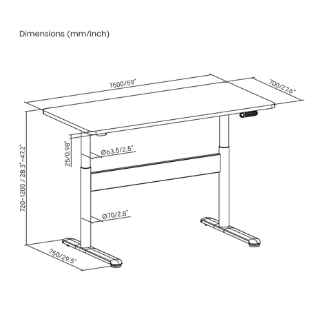 Elektryczne biurko Spacetronik SPEF130WW Frodi