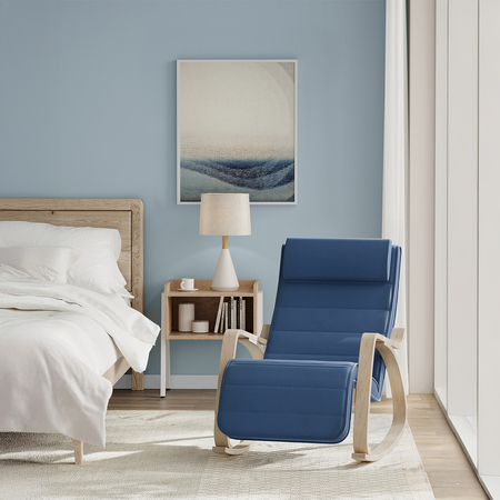 Krzesło bujane z podnóżkiem SPC-RIVA-01 Niebieskie