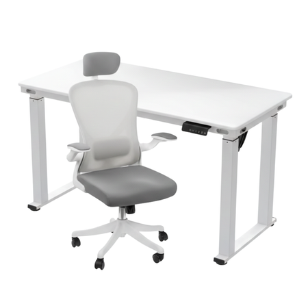 Zestaw do nowoczesnego biura: biurko elektryczne + fotel + szafka