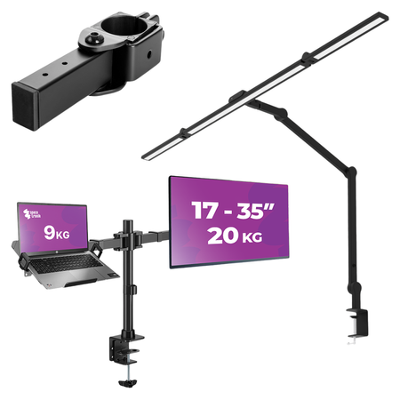 Zestaw ergonomiczny uchwyt monitor laptop lampa Glow adapter