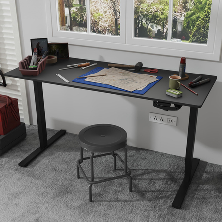 Zestaw ergonomiczny do biura krzesło LUMBO 22 + biurko manualne SPE-O113 100×60 czarne