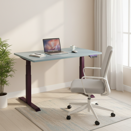 Biurko regulowane Vegard elektryczne dwusilnikowe MDF fioletowo-niebieskie