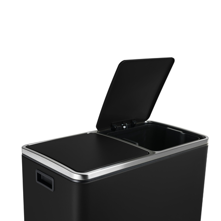 Kosz na śmieci metalowy podwójna komora czarny