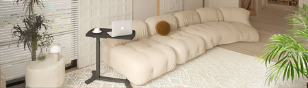 Elektryczny stolik z kółkami Buddy biały drewno