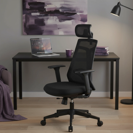 Zestaw cztery biurka elektryczne Spacetronik Pure Black z fotelami