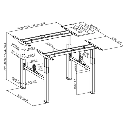 Zestaw cztery biurka elektryczne Spacetronik Pure Black z fotelami