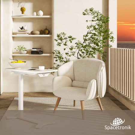 Regulowany stolik na kółkach Buddy biały drewno