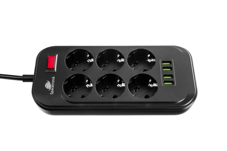 Spacetronik Steckdosenleiste SR-204 Ports 6 4USB