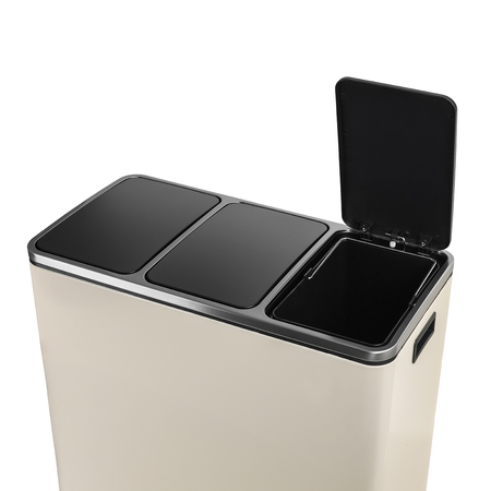 Kosz na śmieci metalowy trzykomorowy kremowy