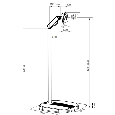 Spacetronik Morpho Stand SPET03B - Mobilny Stojak Podłogowy ze Sprężyną Gazową do Monitora 13-35"