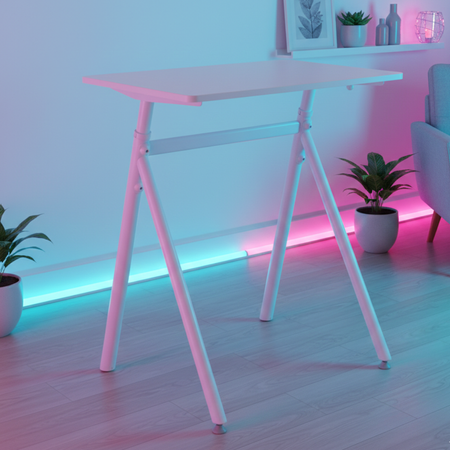 Białe biurko stojące regulowane gazowo 70x50 SPR BUDDY 21 MWW