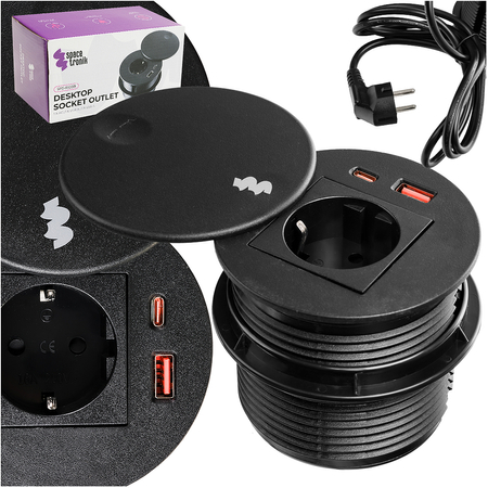 Spacetronik SPS-R1D3B V2 runde Tischsteckdose
