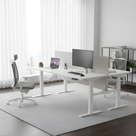 Zestaw cztery biurka elektryczne Spacetronik z krzesłami Doris 11