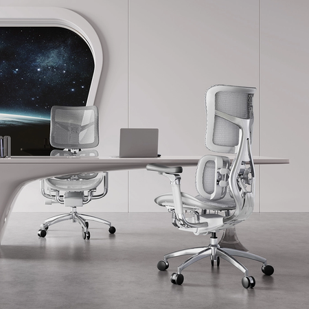 Biurko elektryczne 120×60 z fotelem Springle 44 i lampą biurkową Glow D5