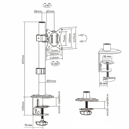 Uchwyt monitora Spacetronik SPA-110