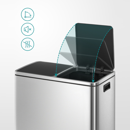 Kosz na śmieci metalowy podwójna komora srebrny