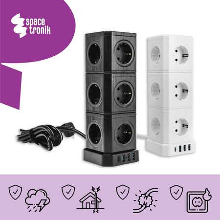 Zestaw Listwa zasilania 13AC 3USB 1USB-C SPS-CS01W