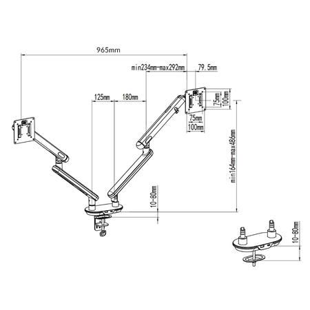 Podwójne Ramię do Monitora SPAF120LUW Białe