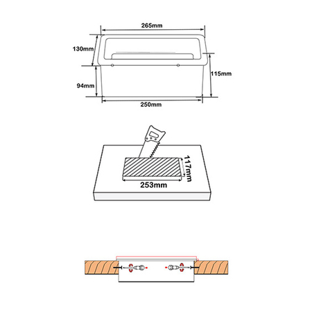 Spacetronik SPS-B33B V2 Arbeitsplattensteckdose Öffnung