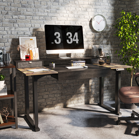 Zestaw ergonomiczny biurko elektryczne SPE-F121 160×80 + krzesło LUMBO 11 czarne