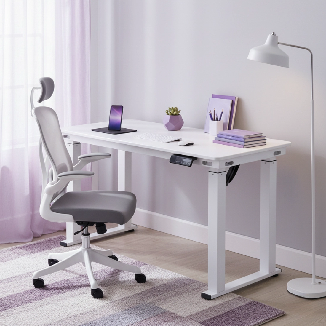 biurko elektryczne SPE426W z blatem MDF Porcelain