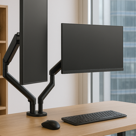 Uchwyt na 2 Monitory SPAF120B | Ergonomia i Porządek na Biurku