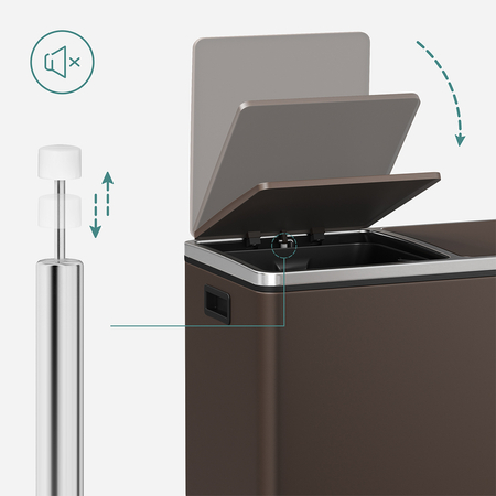 Kosz na śmieci metalowy podwójna komora brązowy