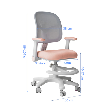 Fotel ergonomiczny dziecięcy Spacetronik SPC-XD-19P Różowe