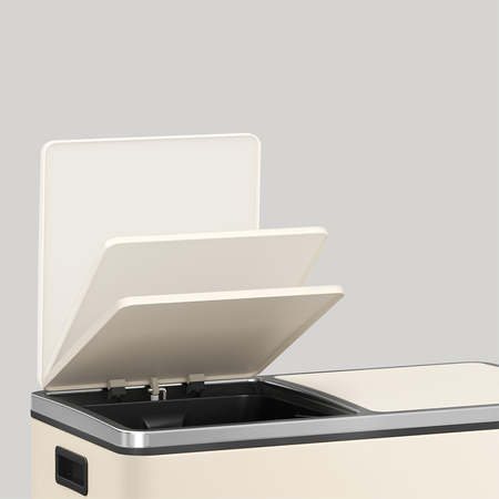 Kosz na śmieci metalowy podwójna komora kremowy