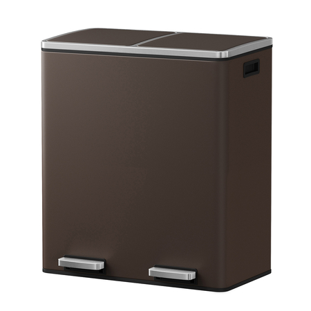 Kosz na śmieci metalowy podwójna komora brązowy