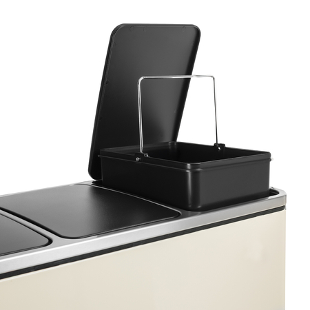 Kosz na śmieci metalowy trzykomorowy kremowy