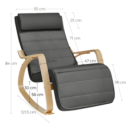 Krzesło bujane z podnóżkiem SPC-RIVA-01 Czarne