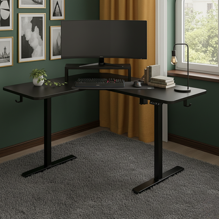 Biurko narożne regulowane SPEL112BB Spacetronik 120x60 cm czarne